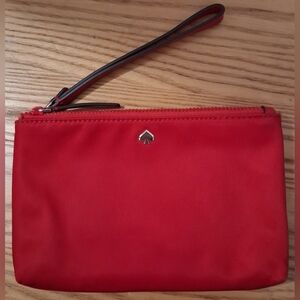 NWOT Kate Spade Jae Red Nylon Medium Duo Zip Casual Everyday Wristlet Clutch Bag